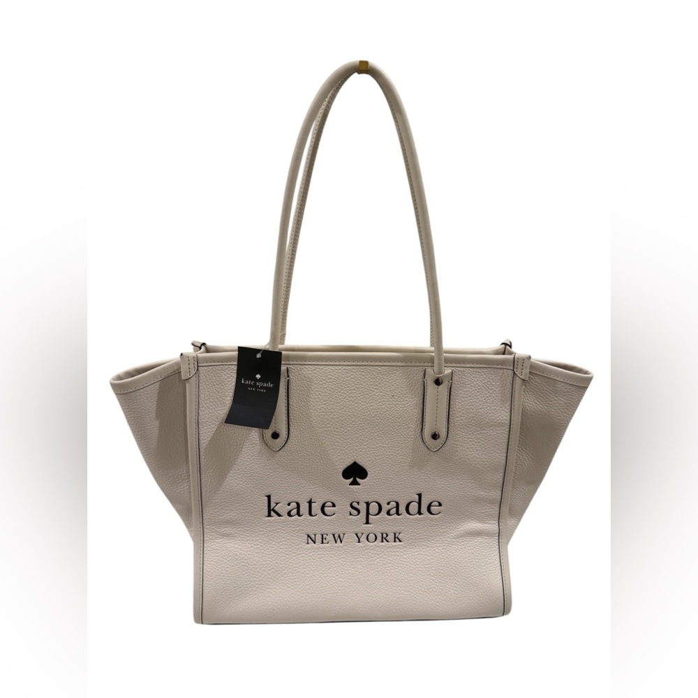 NEW Kate Spade Parchment Pebbled Leather Ella Large Tote Bag